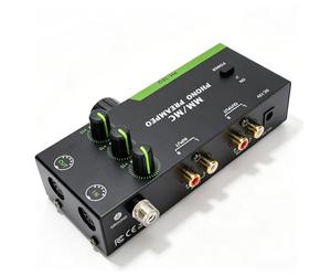 Dpofirs Préampli Phono pour Platines Vinyles Compatibles MM MC, Mini PréAmplificateur Audio Domestique pour Platine Vinyle à Cartouche MM MC, (Prise UE)