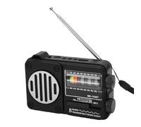 Dpofirs Radio Portable, Radio d'urgence AM FM SW Bluetooth Rechargeable pour Une Utilisation Domestique en Extérieur, Carte Mémoire |Clé USB |Entrée AUX, Lampe de Poche (Argent Peint en Noir)