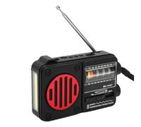 Dpofirs Radio Portable, Radio d'urgence AM FM SW Bluetooth Rechargeable pour Une Utilisation Domestique en Extérieur, Carte Mémoire |Clé USB |Entrée AUX, Lampe de Poche (Noir Rouge)