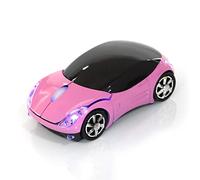 Dpofirs Souris sans Fil en Forme de Voiture 2.4G, Souris Optique 1600DPI, Transmission sans Fil 2,4 GHz, 3 Boutons avec molette de défilement, pour PC Portable Tablet Gaming Office(Rose)