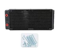 Dpofirs SR-120SL Dissipateur de Chaleur à 24 Tubes à Double Noyau de 45 Mm, Radiateur de Refroidissement par Eau pour Ordinateur à Filetage G1 / 4, Ailettes en Cuivre Durables et Réservoirs en Laiton
