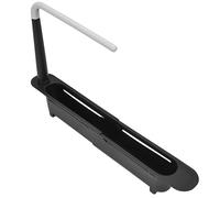 Dpofirs Support de Rangement pour évier Télescopique Extensible, Barre à Serviettes de Drainage Ventilée, Facile à Ranger, Organisateur D'évier Réglable pour évier de Cuisine, Matériau PP (BLACK)