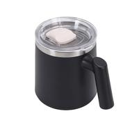 Dpofirs Tasse à café en Acier Inoxydable avec Couvercle, Gobelet isolé Double Couche avec Poignée, Bouteille d'eau Thermique Portable, Tasse à thé pour Bureau, Voyage, Camping en Plein (BLACK)