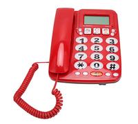 Dpofirs Téléphone à Gros Boutons pour Les Personnes âgées, Les Boutons d'image du Téléphone Fixe Filaire pour Les Patients avec Un Son Clair à Double Port, Stockant 3 Numéros Couramment(Rouge)