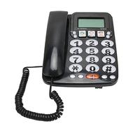 Dpofirs Téléphone à Gros Boutons pour Les Personnes âgées, Les Boutons d'image du Téléphone Fixe Filaire pour Les Patients avec Un Son Clair à Double Port, Stockant 3 Numéros Couramment(Le Noir)