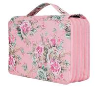 Dpofirs Trousse à Crayons, 252 Emplacements, Porte-Stylo de Grande capacité avec Dragonne, Organisateur de Rangement à Fermeture éclair Multicouche pour étudiants Artistes (Fond de Teint Rose)