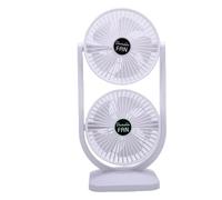Dpofirs Ventilateur de Bureau à Double Tête, Ventilateur de Sol Portable Rechargeable par USB avec 3 Vitesses Réglables pour le Bureau à Domicile et les Voyages, Blanc