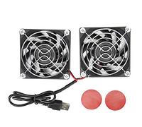 Dpofirs Ventilateur de Refroidissement USB, Refroidisseur à Dissipation Thermique à Deux Ventilateurs, Ventilateur D'ordinateur avec Autocollant Amovible pour RT - AC68U AC86U EX6200