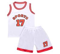 dPois 2 Pièces Maillots de Basketball Enfants Garçons Filles Ensemble Basket Enfant Gilet et Short Débardeur Sport Tenue Basket Vêtement d'Été Bébé 9 Mois-16 Ans Blanc 9-10 Ans