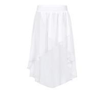 dPois Asymétrique Jupette de Dance Fille Enfant en Mousseline Robe de Danse Classique Irrégulière Jupe Danse Latine Cocktail Zumba Costume Danse Jazz Dancewear 6-14 Ans Blanc 14 Ans