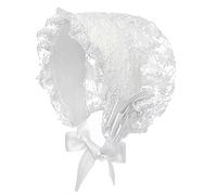 dPois Bonnet de Naissance Bébé Garcon Fille Mignon Bonnet Nouveau-Né Dentelle Chapeaux Infantile Princesse Brodée Floral Baptême 0-24 Mois Blanc 0-24 mois