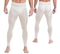 dPois Collant Homme Sexy Transparent érotique sous-vêtements Bas Pantyhose Extensible Leggings Lingerie Ouvert Zip Club Type B Blanc XL