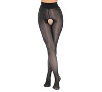 dPois Collant sans Entrejambe Femme Sexy Leggings Transparent Bodystoking Ouvert Brillante Huile Sous-Vêtement de Nuit Slim Pantalon Moulant A Noir Taille unique