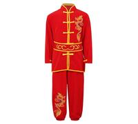 dPois Costume Kung Fu Enfants Garçons Filles Arts Martiaux Vêtements Unisexe Uniformes Traditionnels Chinois Tai Chi Chinois Ensembles 3-16 Ans Rouge 9-10 ans