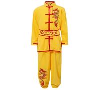 dPois Costume Kung Fu Enfants Garçons Filles Arts Martiaux Vêtements Unisexe Uniformes Traditionnels Chinois Tai Chi Chinois Ensembles 3-16 Ans Jaune 15-16 ans