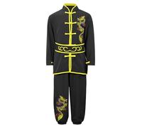 dPois Costume Kung Fu Enfants Garçons Filles Arts Martiaux Vêtements Unisexe Uniformes Traditionnels Chinois Tai Chi Chinois Ensembles 3-16 Ans Noir 5-6 ans