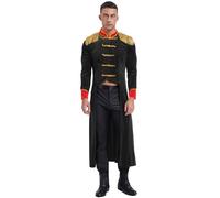 dPois Déguisement Cirque Adulte Deguisement Monsieur Loyal Homme Veste Smoking Queue de Pie Costume Directeur de Cirque Halloween Carnaval Cosplay Noir XL