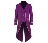 dPois Déguisement Cirque Adulte Homme Veste Smoking Queue de Pie Costume Directeur de Cirque Deguisement Monsieur Loyal Halloween Carnaval Cosplay B Violet XXL