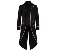 dPois Déguisement Cirque Adulte Homme Veste Smoking Queue de Pie Costume Directeur de Cirque Deguisement Monsieur Loyal Halloween Carnaval Cosplay B Noir S