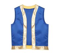 dPois Déguisement Prince Arabe Homme Gilet sans Manche Costume Carnaval Party Cosplay Halloween Bleu M