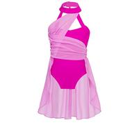 dPois Enfant Fille Académique Justaucorps Danse Classique Robe Patinage Artistique Ballet Robe Danse Lyrique Latine Tenue Danse Contemporaine Gymnastique 3-16 Ans 2 Rose Foncé 9-10 Ans