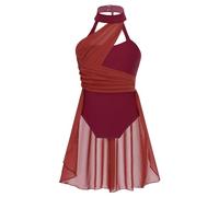 dPois Enfant Fille Académique Justaucorps Danse Classique Robe Patinage Artistique Ballet Robe Danse Lyrique Latine Tenue Danses Contemporaine Gymnastique 3-16 Ans 2 Burgundy 15-16 Ans