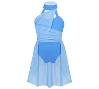 dPois Enfant Fille Académique Justaucorps Danse Classique Robe Patinage Artistique Ballet Robe Danse Lyrique Latine Tenue Danses Contemporaine Gymnastique 3-16 Ans 2 Bleu 15-16 Ans