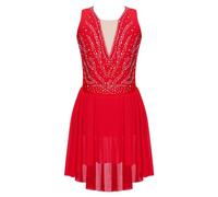 dPois Enfant Fille Académique Justaucorps Danse Classique Robe Patinage Artistique Ballet Robe Danse Lyrique Latine Tenue Danses Contemporaine Gymnastique 3-16 Ans Type H Rouge 7-8 Ans