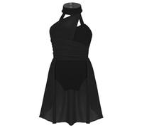 dPois Enfant Fille Académique Justaucorps Danse Classique Robe Patinage Artistique Ballet Robe Danse Lyrique Latine Tenue Danses Contemporaine Gymnastique 3-16 Ans 2 Noir 15-16 Ans