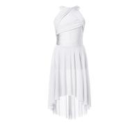 dPois Enfant Fille Académique Justaucorps Danse Classique Robe Patinage Artistique Robe Danse Lyrique Latine Tenue Danses Contemporaine Gymnastique 5-16 Ans Type G Blanc 15-16 Ans