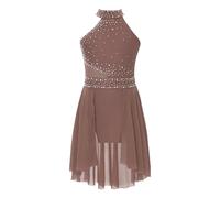 dPois Enfant Fille Académique Justaucorps Danse Classique sans Manches Robe De Patinage Artistique Robe Danse Lyrique Latine Tenue Danses Contemporaine Gymnastique A Rose Poussiéreux 15-16 Ans