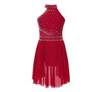 dPois Enfant Fille Académique Justaucorps Danse Classique sans Manches Robe De Patinage Artistique Robe Danse Lyrique Latine Tenue Danses Contemporaine Gymnastique A Bourgogne 15-16 Ans