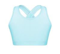 dPois Enfant Fille Débardeur de Sport Soutien-Gorge Yoga Haut de Danse Classique Brassiere Sport Crop Tops Gymnastique Tenue Danse Jazz Costume Dancewear Bleu Clair 3-4 Ans
