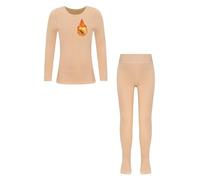 dPois Enfant Fille Ensemble sous-vêtement Thermique Polaire Chaud Tee Shirt et Pantalon pour Danse Sport Yoga Bébé 1-14 Ans Nu 7-10 Ans