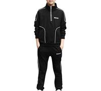 dPois Enfant Fille Ensemble Sport Garçon Survêtement 2 Pièces Maillot Football Sweats et Pantalon Haut Tenue Gym Manches Longues Jogging Sportwear Noir 9-10 ans