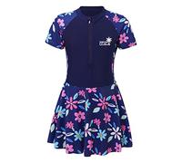 dPois Enfant Fille Robe de Bain Plage Maillot de Bain 1 Pièce Manche Courte Brésilien Jupette de Sport Shorty Tankini Ado Bikini Piscine Natation Swimwear