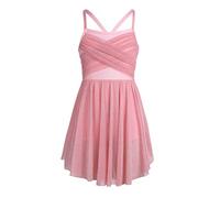 dPois Enfant Fille Robe Patinage Artistique Académique Justaucorps Danse Classique Robe Danse Lyrique Latine Tenue Danse Contemporaine Gymnastique 3-16 Ans Type C Rose Perle 8 Ans