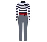 dPois Enfant Fille Vêtements Pour Prisonniers Jeu De Rôle Col Haut Manches Longues Zip Caché à L'arrière Combinaison Noeud Papillon Halloween Gris 15-16 ans
