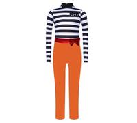 dPois Enfant Fille Vêtements Pour Prisonniers Jeu De Rôle Col Haut Manches Longues Zip Caché à L'arrière Combinaison Noeud Papillon Halloween Orange 5-6 ans