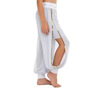 dPois Enfants Pantalons D'Harem Danse du Ventre pour Filles Pantalons Performance sur Scène Arabe d'Inde Danse du Ventre Halloween Cosplay Blanc 11-12 Ans