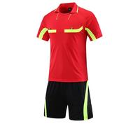 dPois Ensemble Foot Homme Maillot Arbitre Football Adulte Manches Courtes avec Short Sport Survêtement Maillot de Foot France L-3XL Attention Taille Petit Type A Rouge 3XL