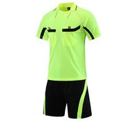 dPois Ensemble Foot Homme Maillot Arbitre Football Adulte Manches Courtes avec Short Sport Survêtement Maillot de Foot France L-3XL Attention Taille Petit Type A Vert Fluorescent L