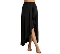 dPois Femme Jupe Plissée Longue Élégante Maxi pour Danse du Ventre Flamenco Ballet Classique Sport - Jupette Évasée Jupon Noir XXL