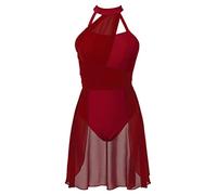 dPois Femme Justaucorps Gymnastique Robe de Danse Classique Adulte sans Manches Leotard Robe Danse Lyrique Contemporaine Tango Danseuse Burgundy M
