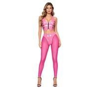 dPois Femme Tenue Patinage Artistique Ensembles Pantalons Longs Ajustés Ensemble De Danse Rue Rendez-Vous Danser Disco Outfits Rose XL