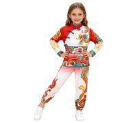 dPois Garçon Costumes d'art Martiaux Chinois Tenue Kung Fu pour Enfants Tenue Performance du Maître Wing Chun Traditionnelle Tai Chi Wing Chun Rouge Blanc 11-13 Ans