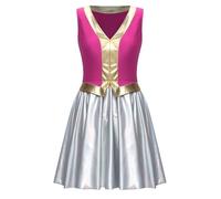 dPois Halloween Costume Princesse Arabe Femme Justaucrops Robe Sans Manches Assemblage Métallique Brillant Carnaval Partie Fête Jeux De Rôle Rose vif 4XL