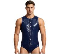 dPois Homme Combinaison D'Incontinence Combinaisons En Plastique Réutilisable Combinaison De Lutte Une Pièce Pyjama Jumpsuit Soirée Thème Bleu foncé S