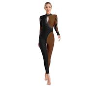 dPois Justaucorps Danse Classique Femme Strass Justaucorps Gymnastique Femme Collant Pantalon de Sport Ballet Yoga Tenue Patinage Artistique Legging Leotard S-XXL I Marron XXL