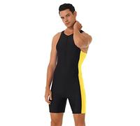 dPois Maillot de Bain Homme Piscine Une Piece Body Combinaison de Plongé Surf Combishort Short de Bain Shorty Boxer Natation Plage Vêtements d'Été Swimwear S-XXL E Noir&Jaune S